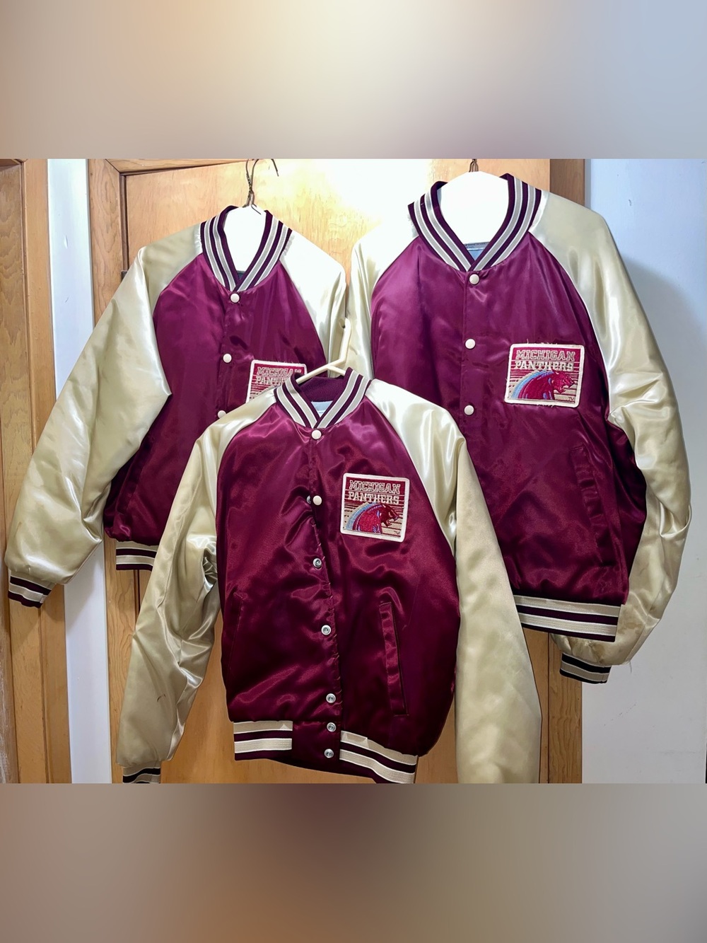 3 Vintage Official 1982 USFL Michigan Panthers Football Jackets (Small, Med, XL)